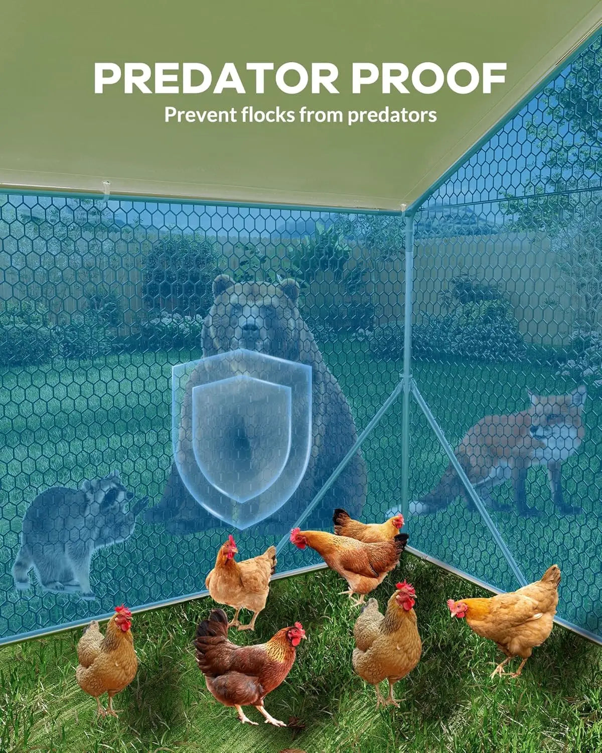 Large Metal Chicken Coop with Run