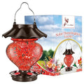 Solar Heart-Shaped Hand-Blown Glass Hummingbird Feeder