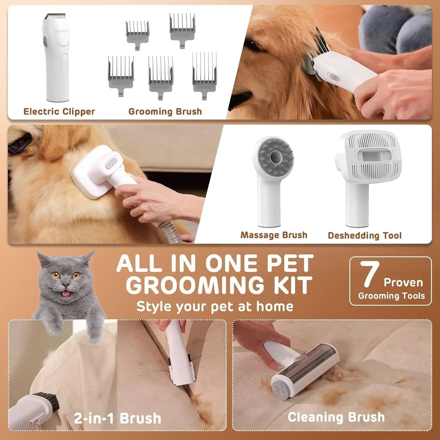 Pet Grooming Vacuum Kit