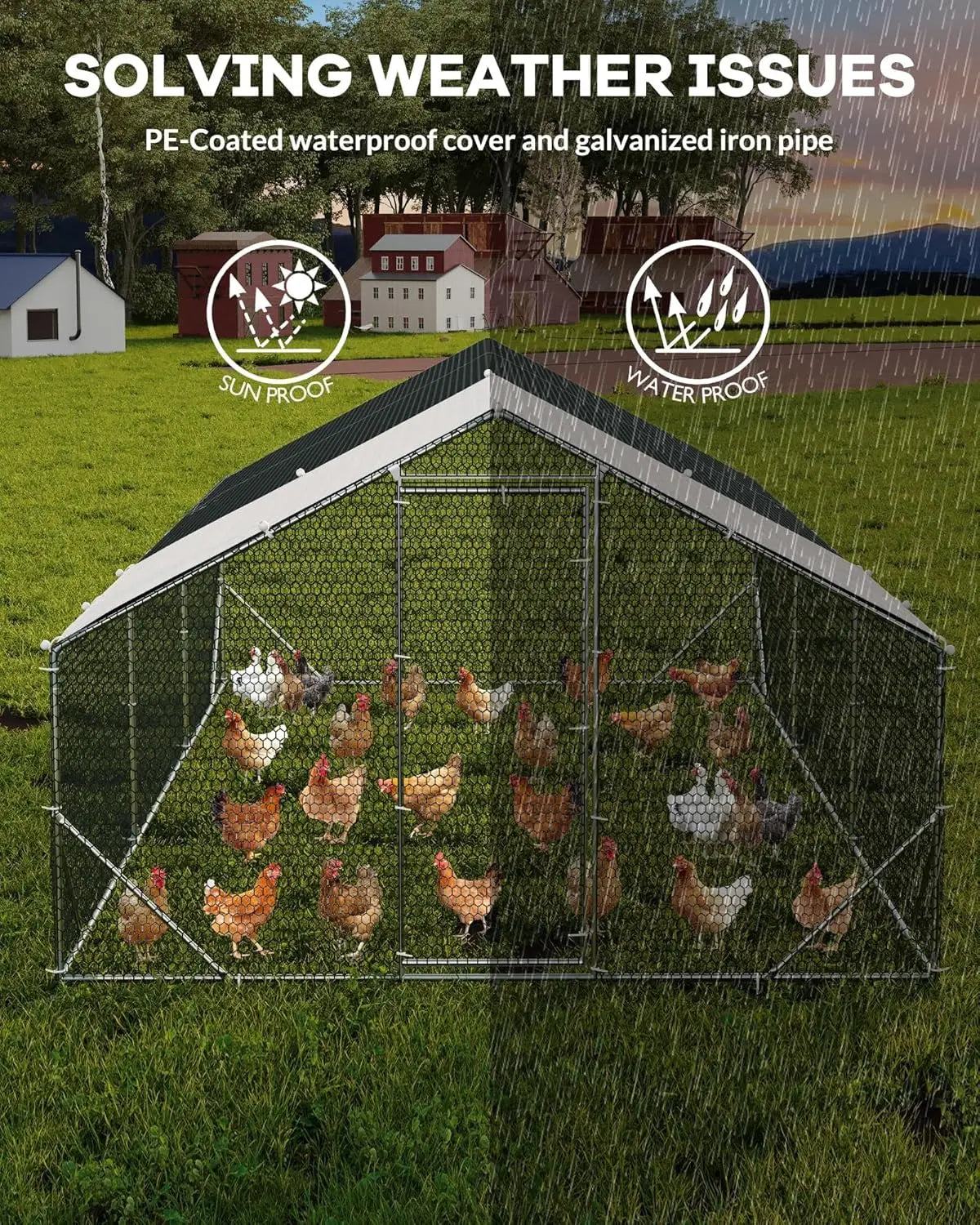 Large Metal Chicken Coop with Run