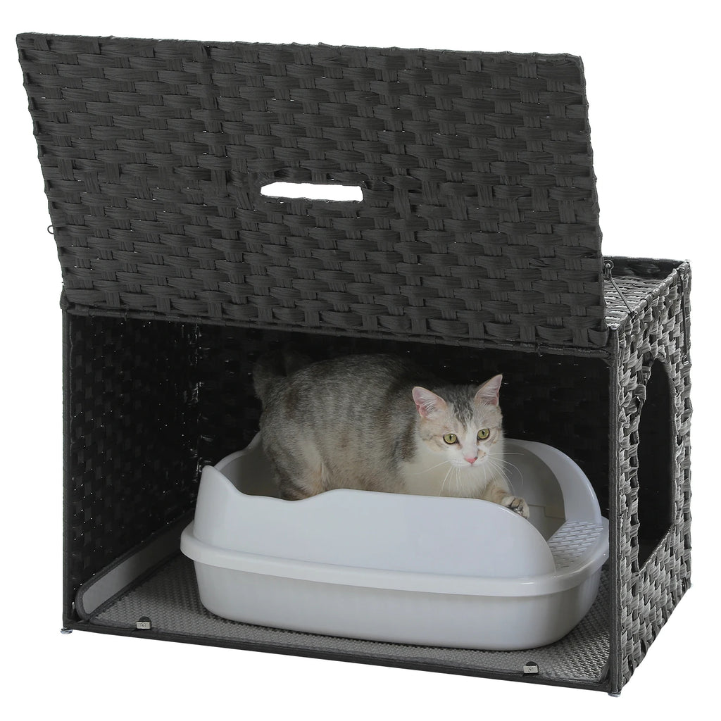 Rattan Cat Litter Box Enclosure