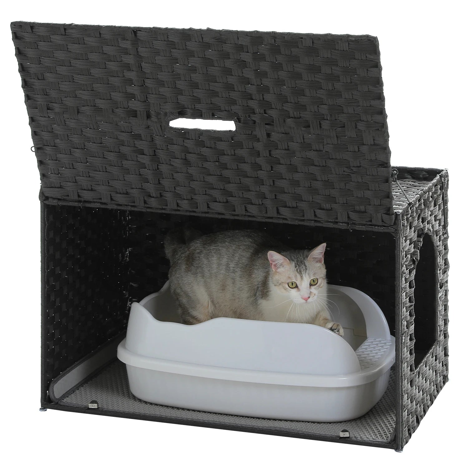 Rattan Cat Litter Box Enclosure