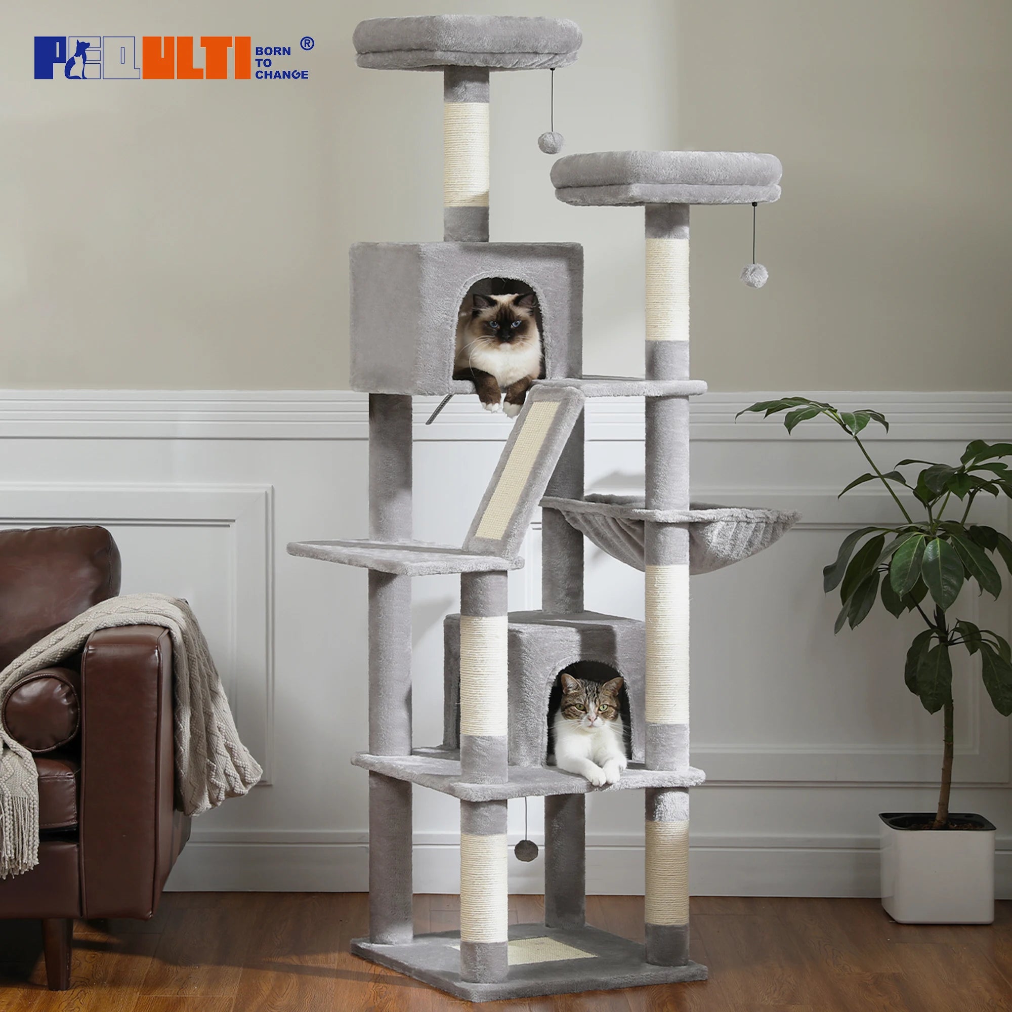 Multi-Level Plush Cat Condo