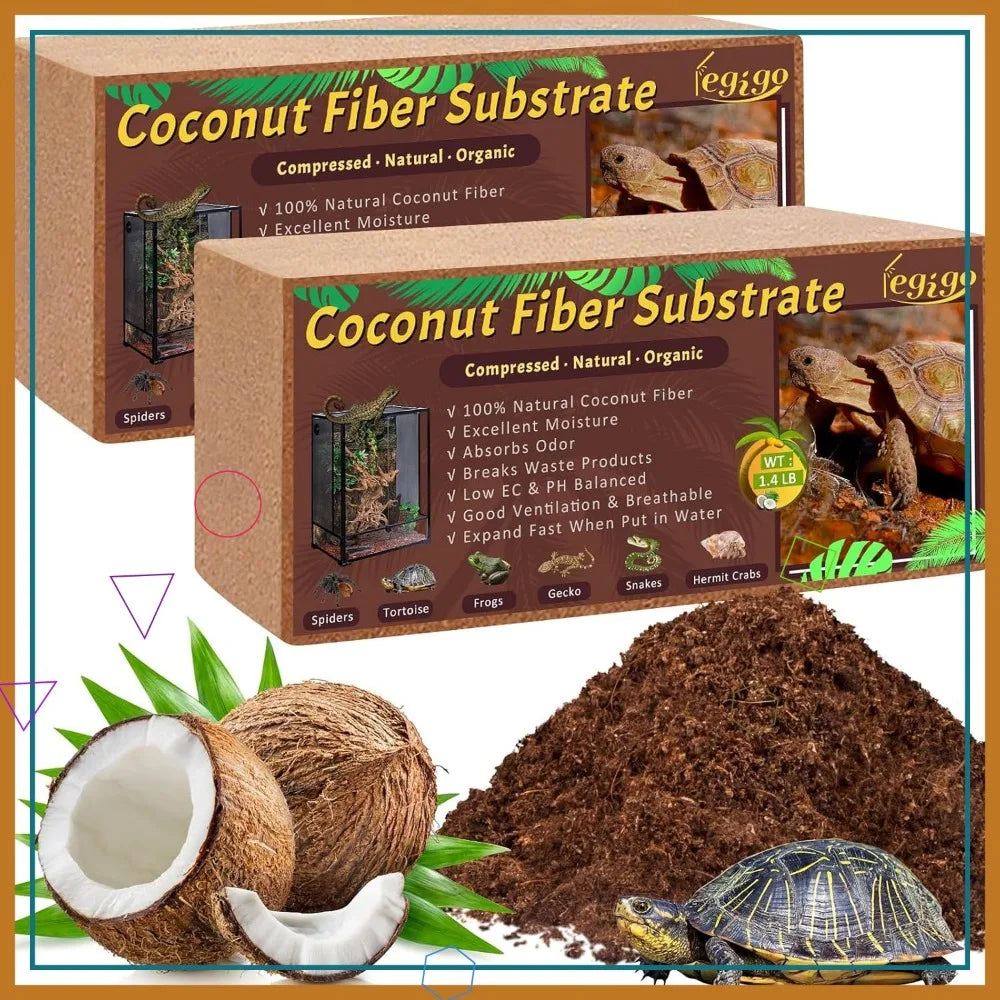 100% Organic  Compressed Substrate for Reptiles, (2 Pack)