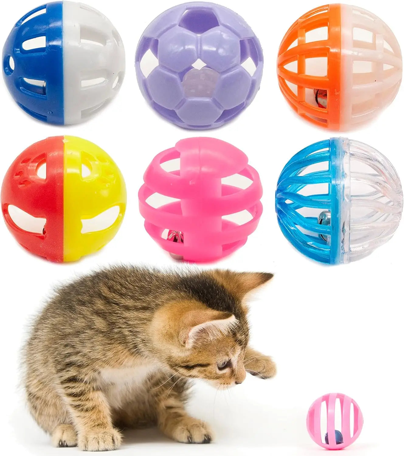 12PCS Plastic Cat Toys with Bell