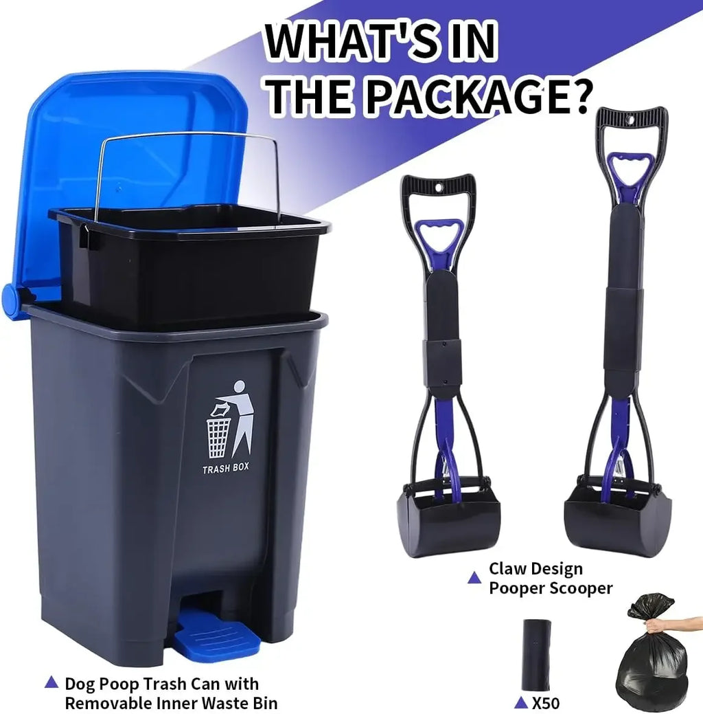 2 Pack  Pooper Scooper with Trash Can