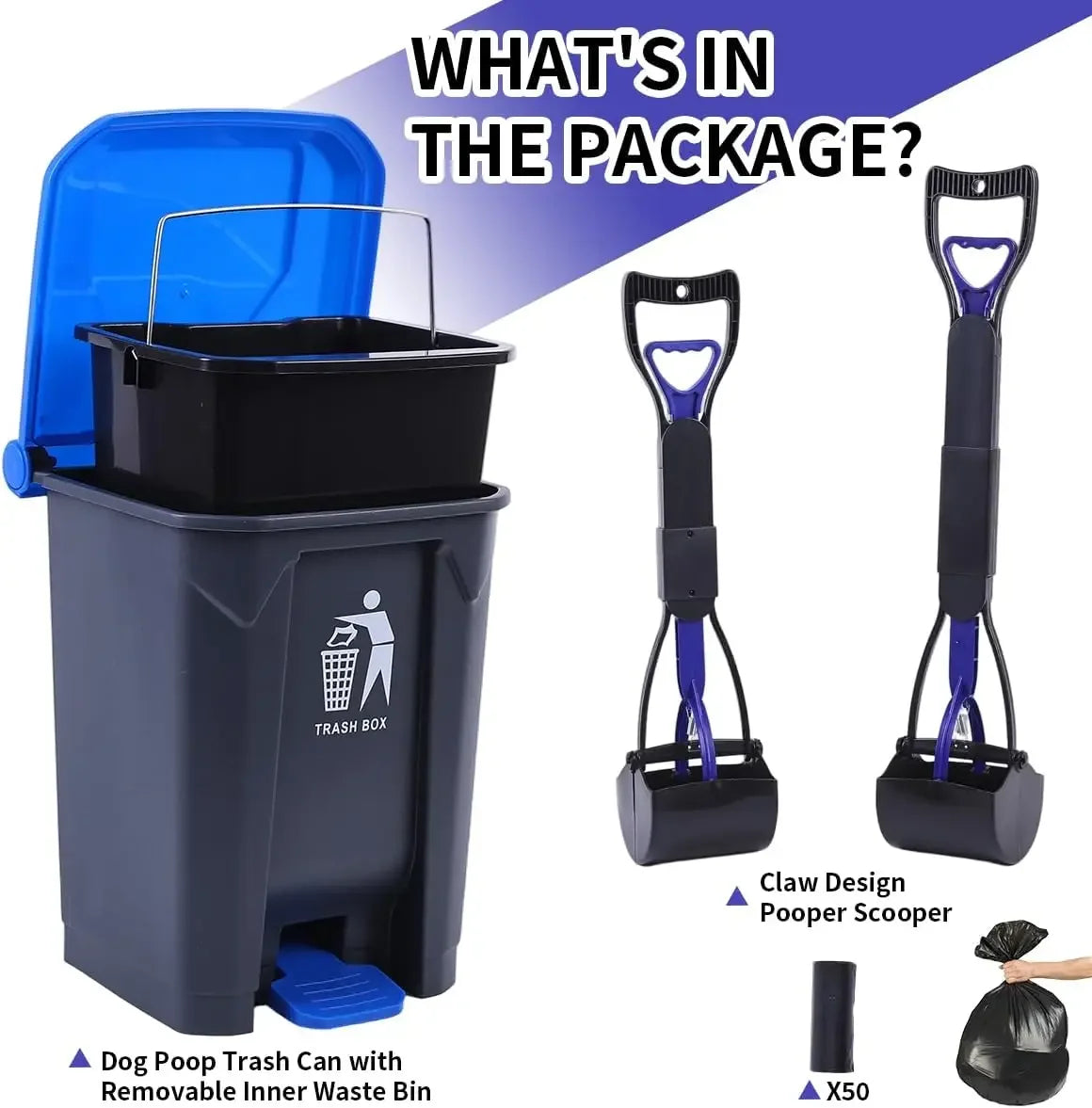 2 Pack  Pooper Scooper with Trash Can