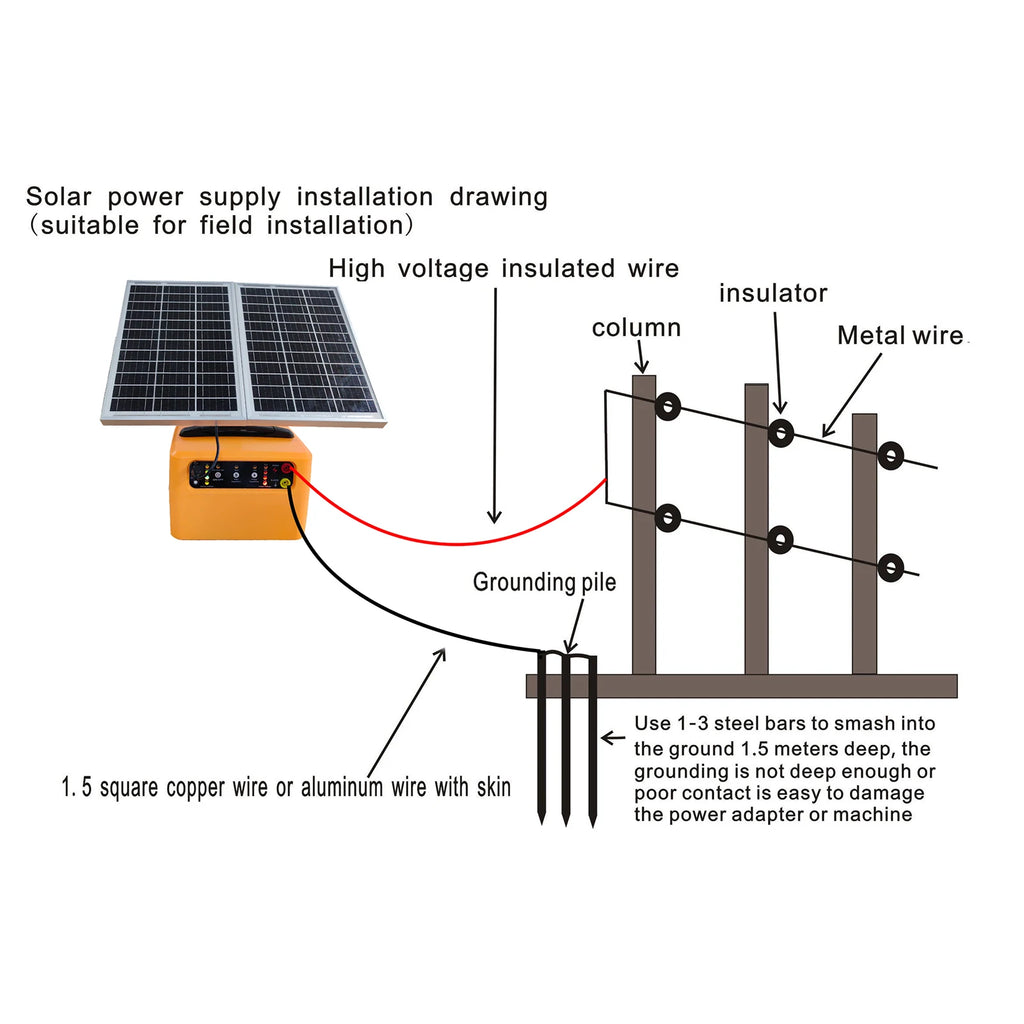 48km Solar Electric Fence Charger