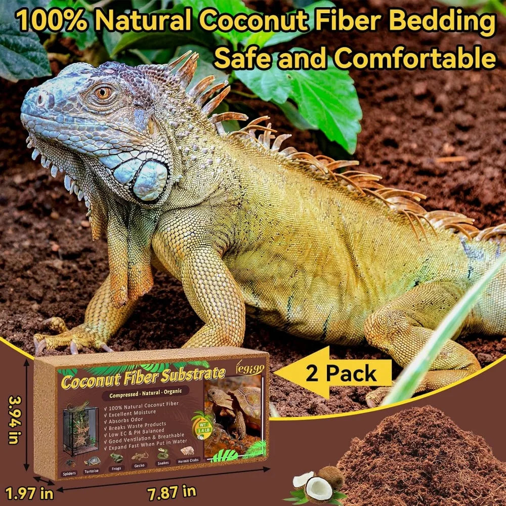 100% Organic  Compressed Substrate for Reptiles, (2 Pack)