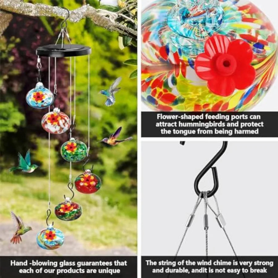 Hand Blown Glass Hummingbird Feeder