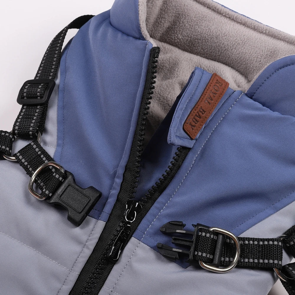 Waterproof Winter Dog Jacket With Harness