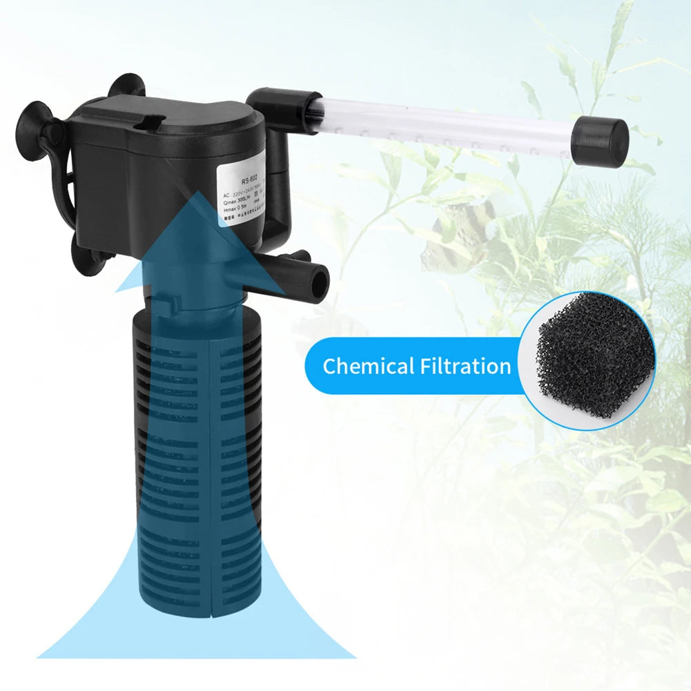 3 in 1 Mini Aquarium Filter Silent Aquarium Water Purifier Waterproof Aquarium Air Pump Submersible Water Purifier for Fish Tank