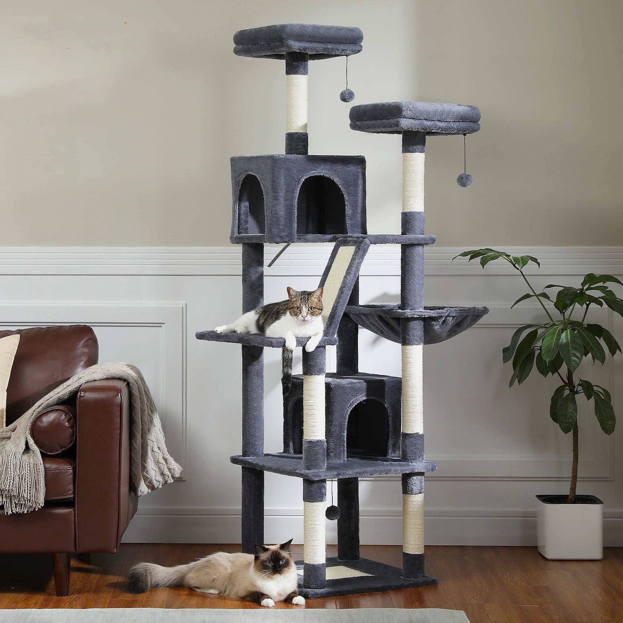 Multi-Level Plush Cat Condo