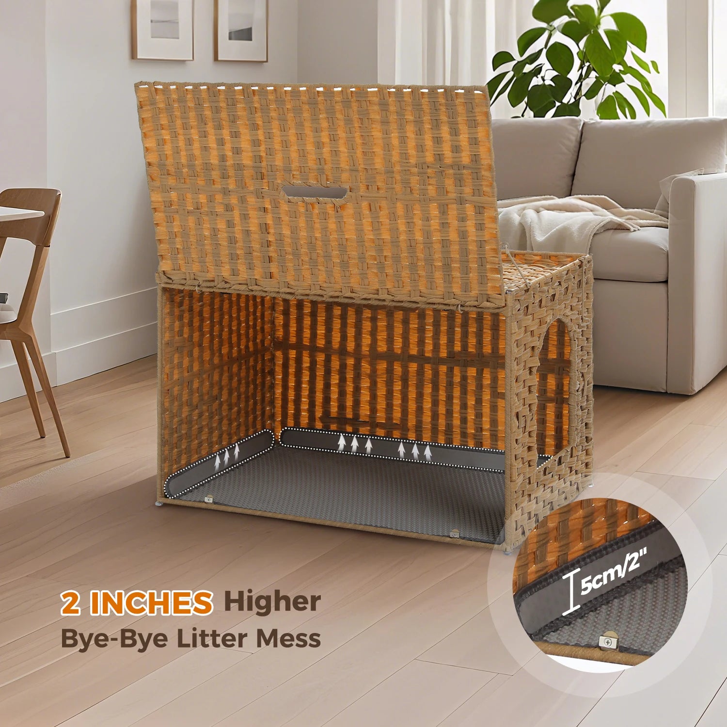Rattan Cat Litter Box Enclosure