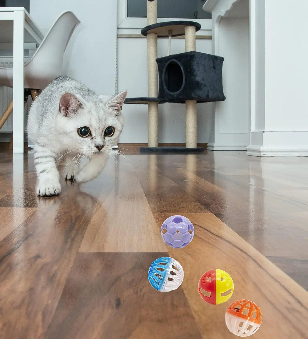 12PCS Plastic Cat Toys with Bell