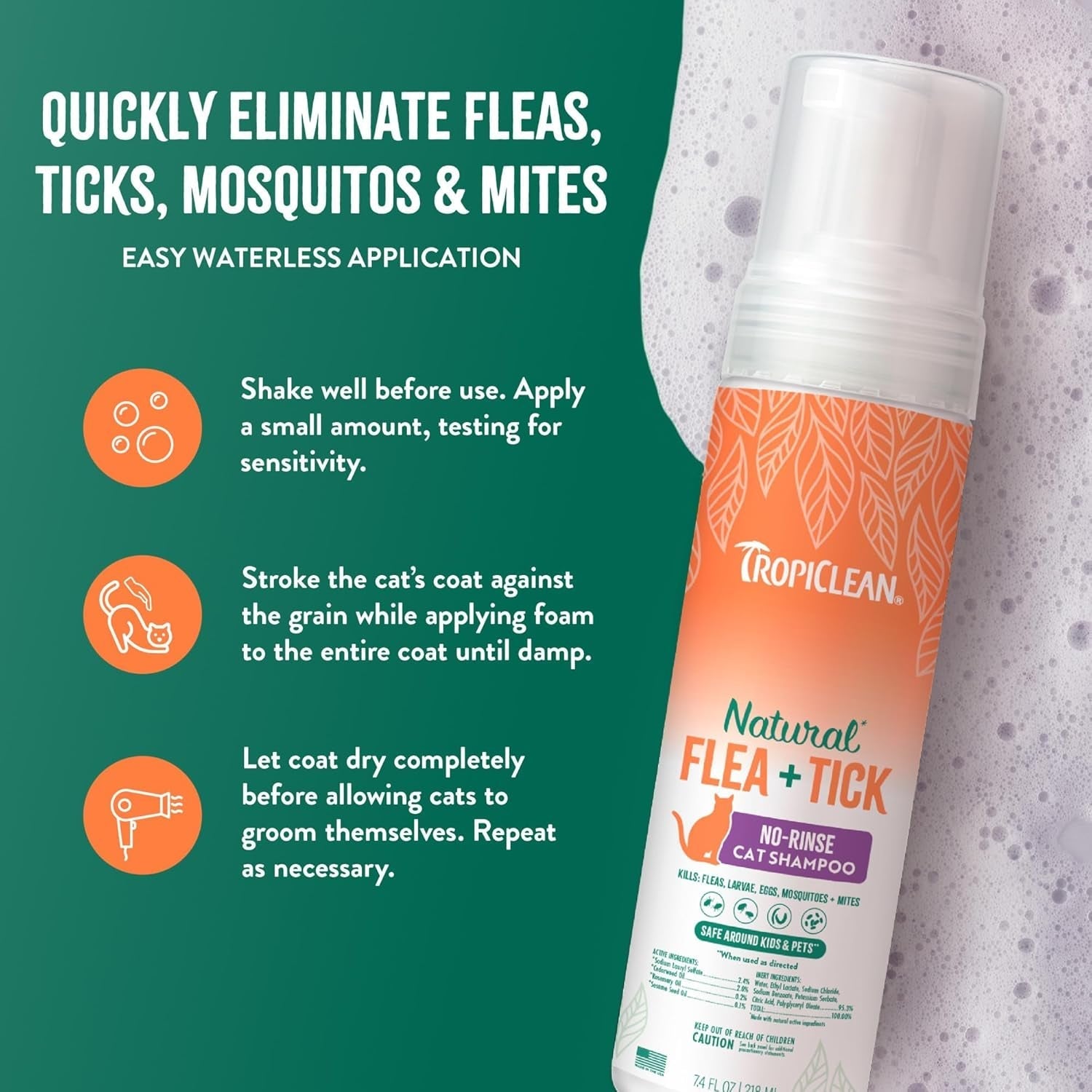 Waterless Flea & Tick Shampoo for Cats