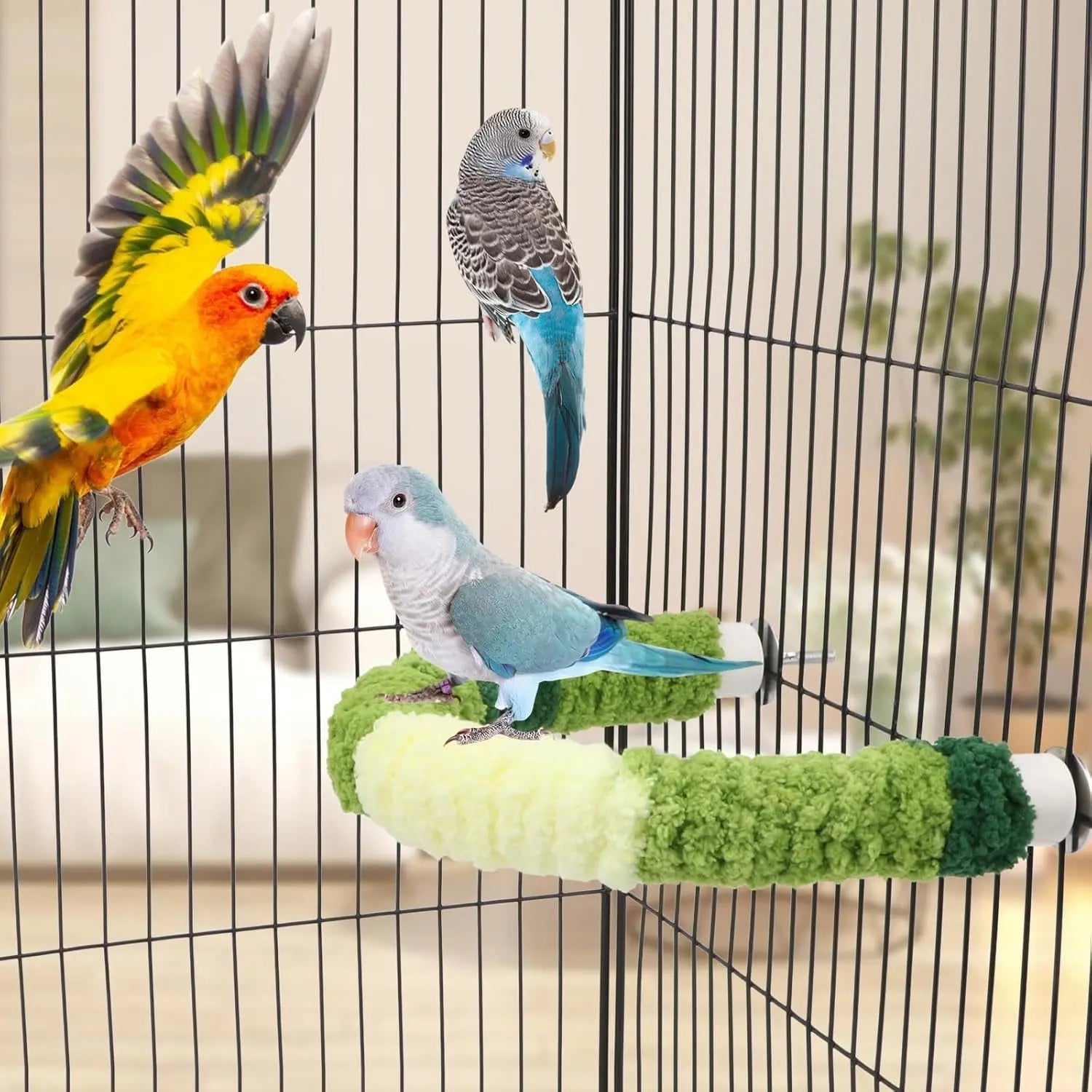 Cozy Plush Perch for Bird Cage
