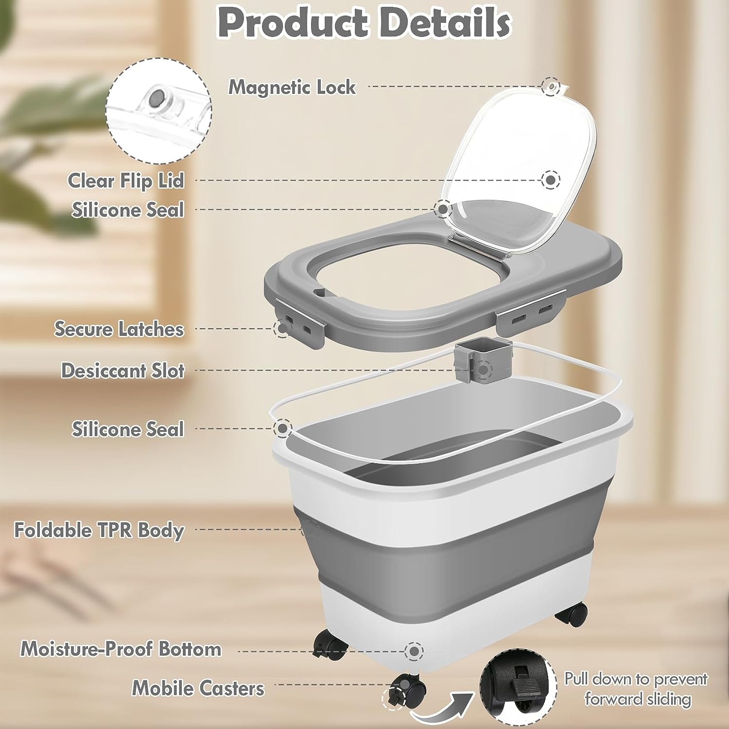Dog / Cat Food Containers with Wheels
