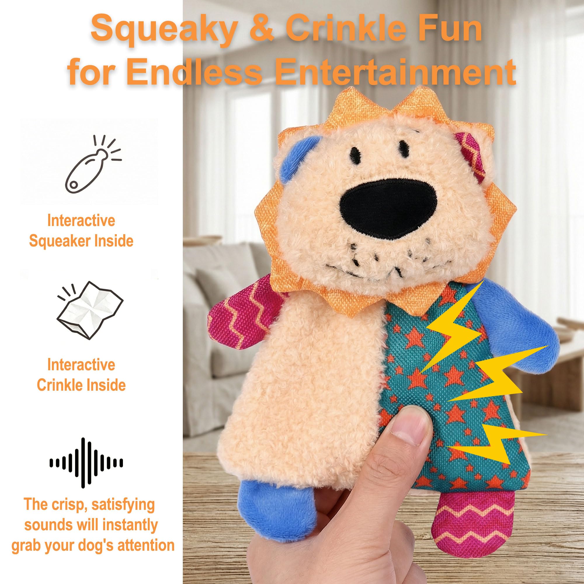 Crinkle Paper Dog Toy With Dual Squeakers