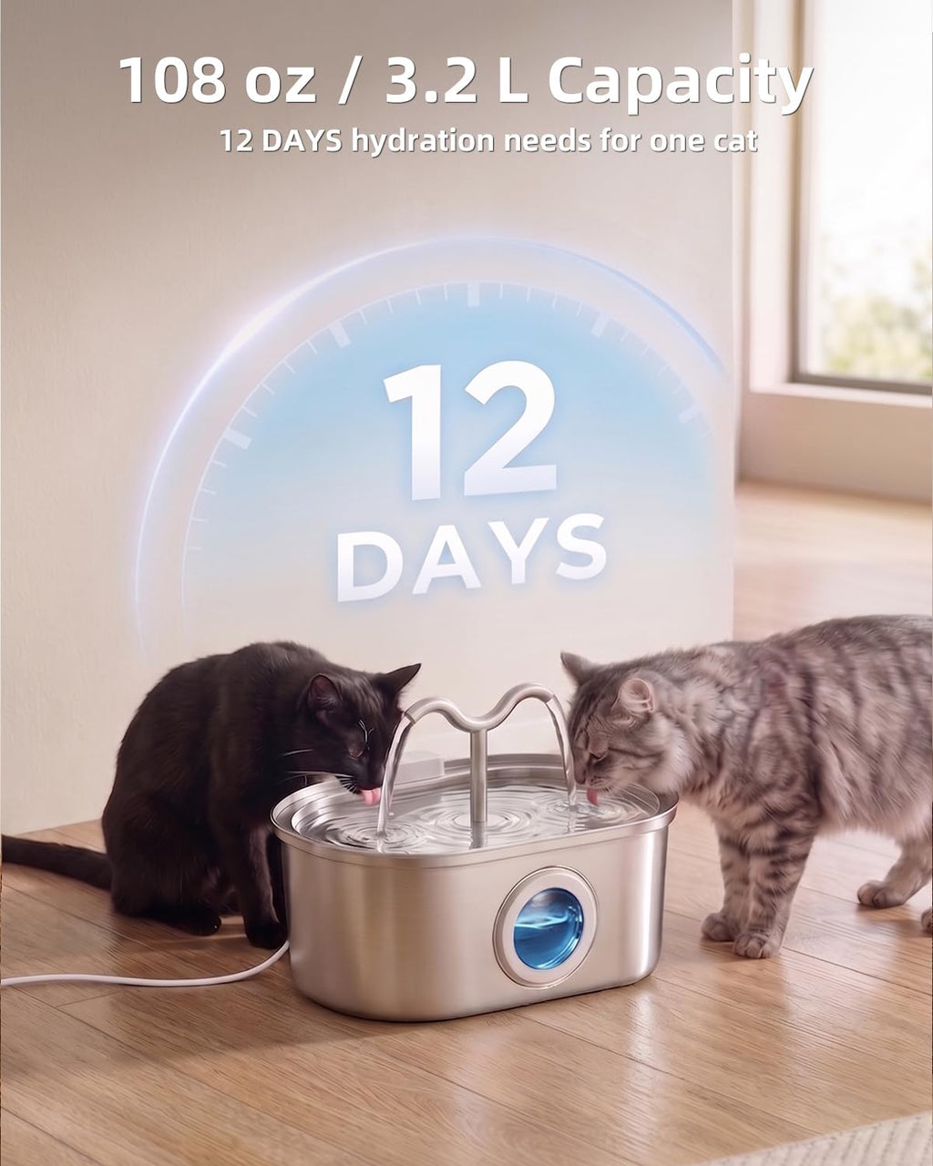 Stainless Steel Cat Water Fountain