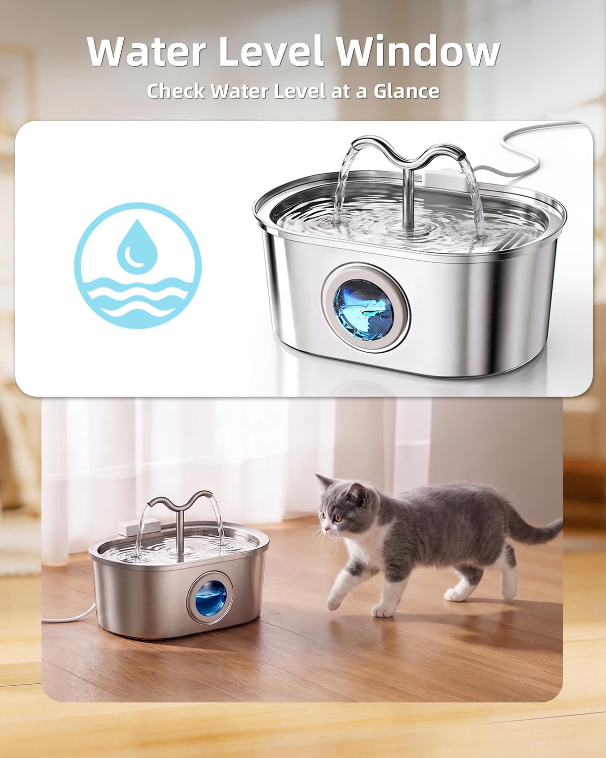 Stainless Steel Cat Water Fountain