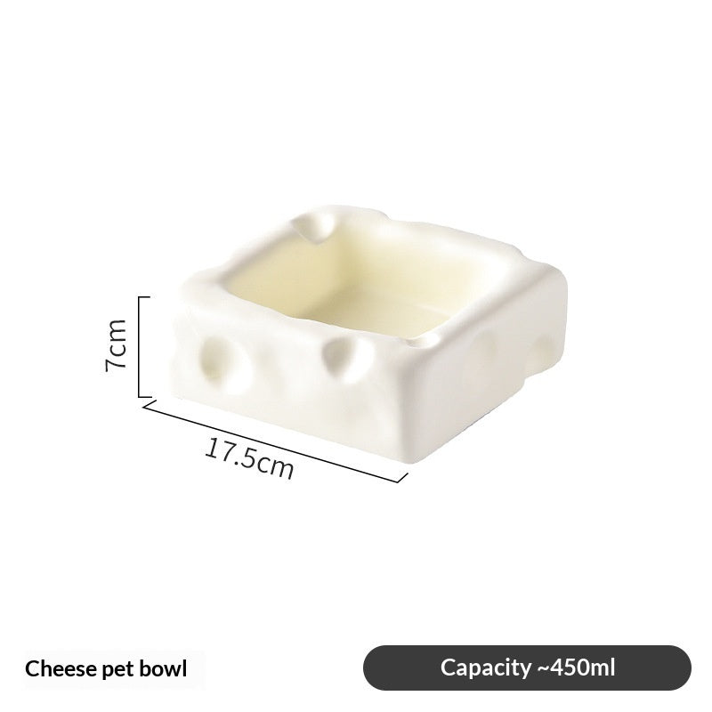 Cheese-shaped Ceramic Bowl Cute Cat Food Dish