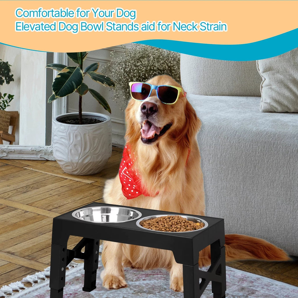 Elevated Dog Bowl Stands w/ Stainless Steel Dishes