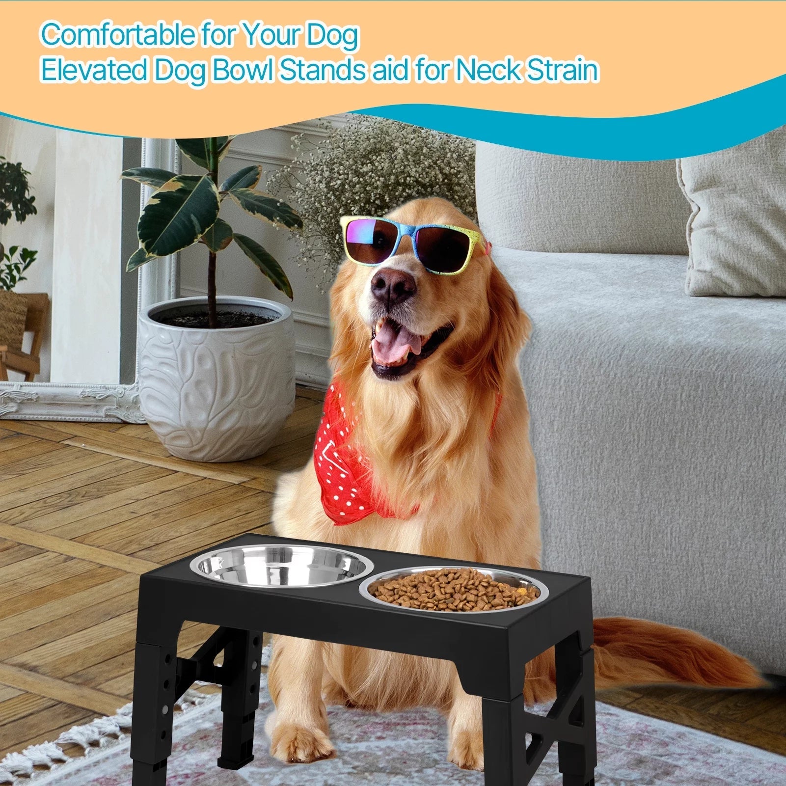 Elevated Dog Bowl Stands w/ Stainless Steel Dishes
