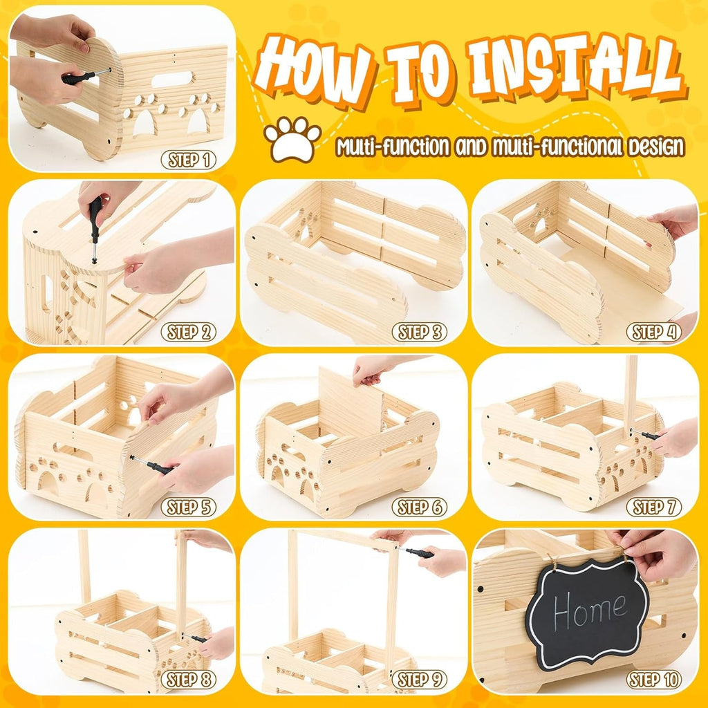 Wooden Storage Organizer with Clothes Rack for Dog Toys and Clothes