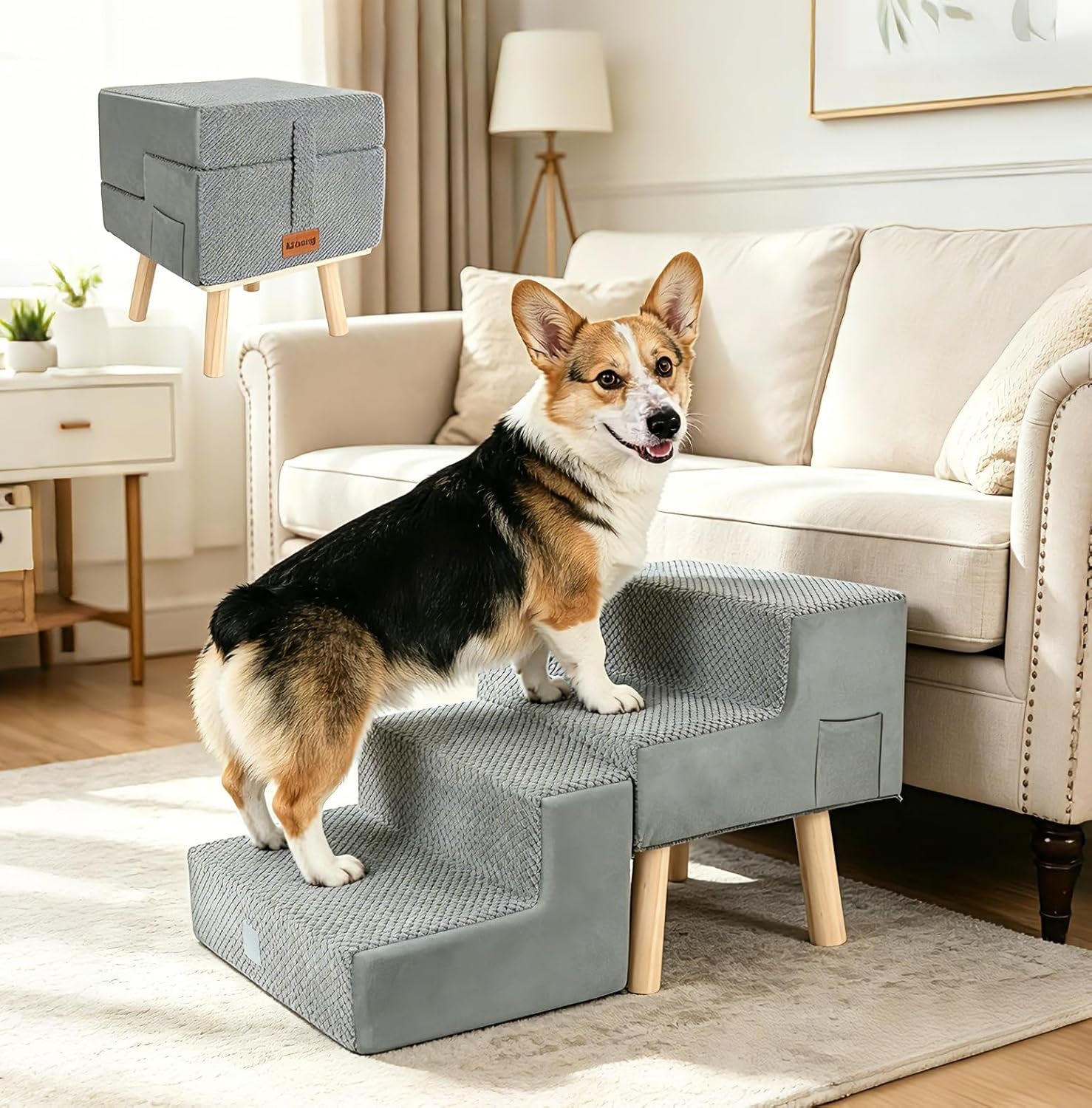 Foldable Dog Stairs for Couch & Bed