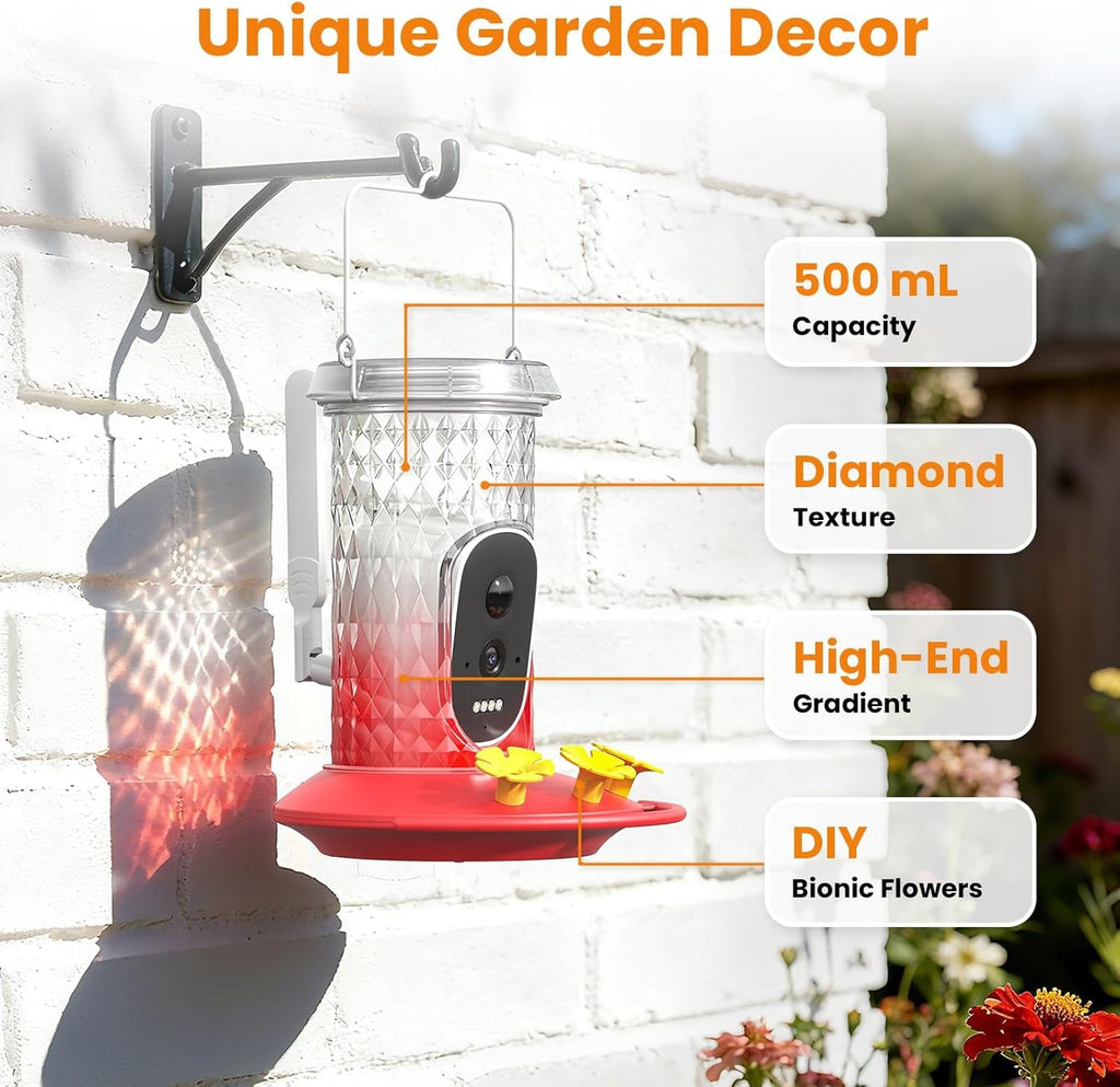 Solar Hummingbird Feeder with Camera