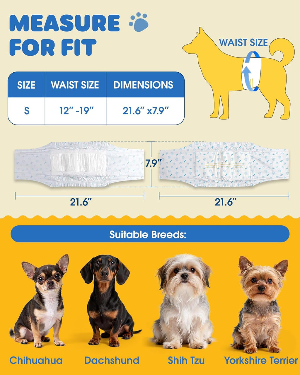 Diapers for Small Male Dogs /96 Count