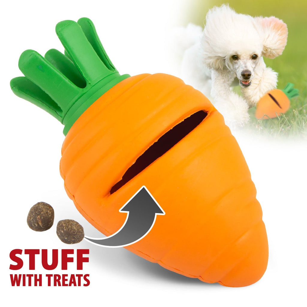 Jeffers Carrot Natural Rubber Treat Dispensing Dog Chew Toy