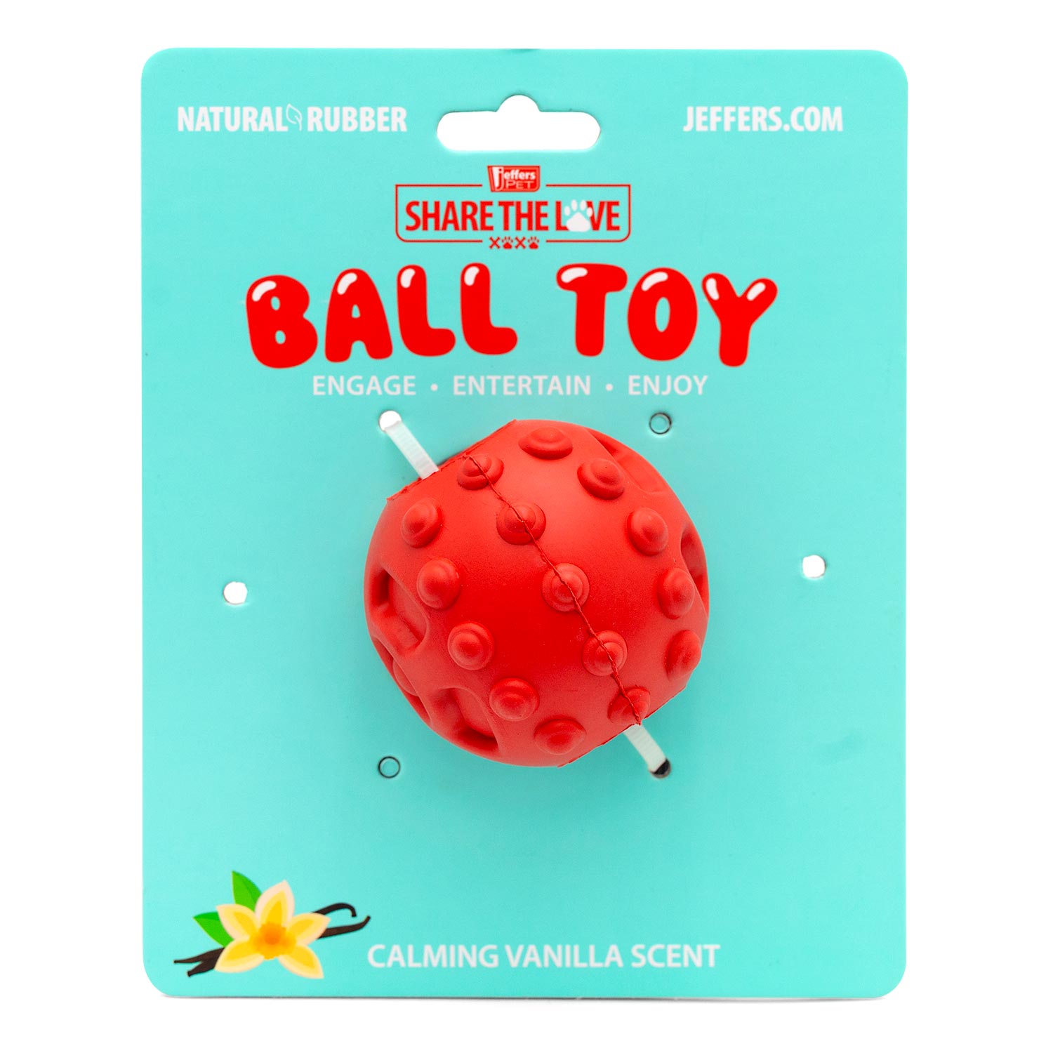 Jeffers Hollow Red Knobby Ball  Treat Dispensing Dog Toy