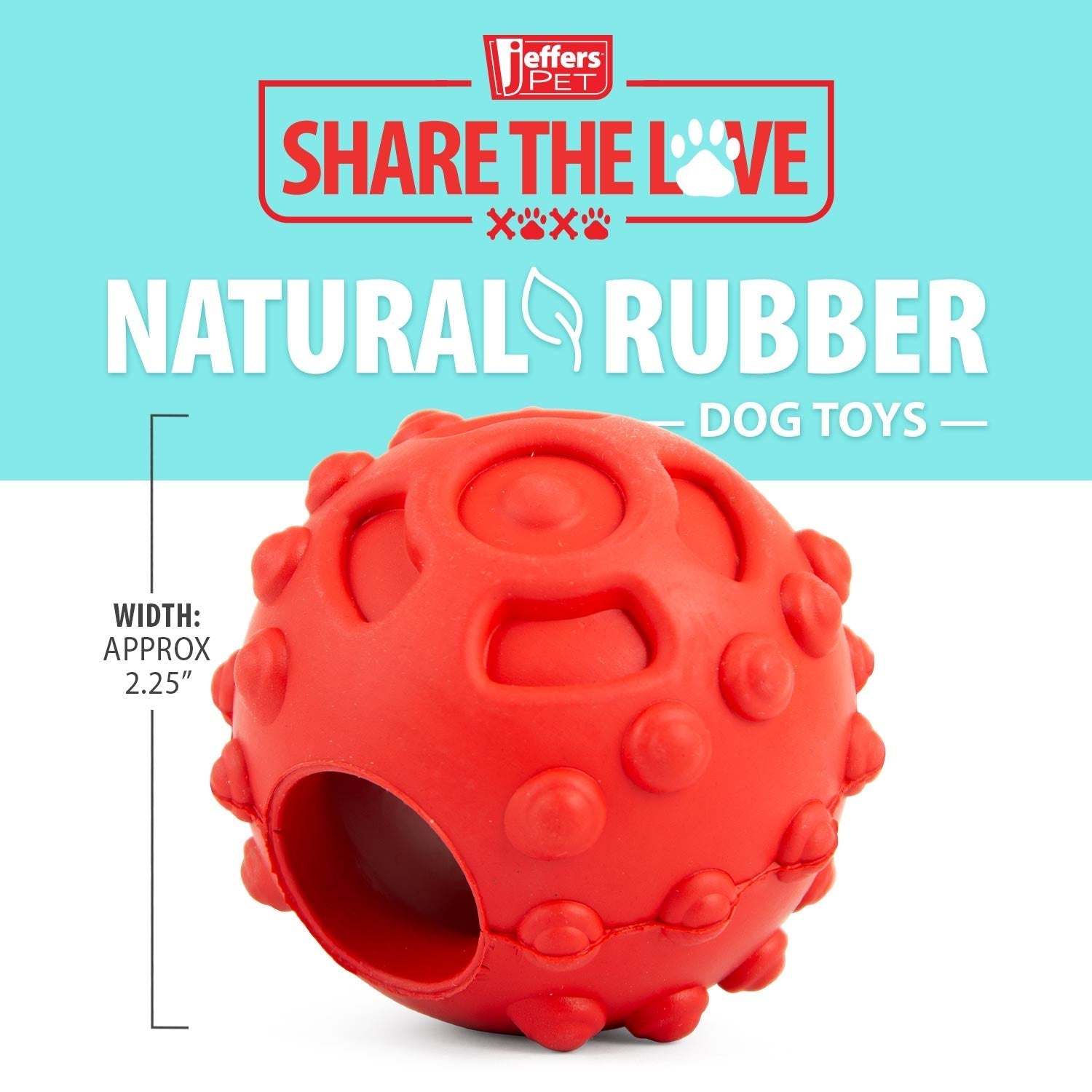 Jeffers Hollow Red Knobby Ball  Treat Dispensing Dog Toy
