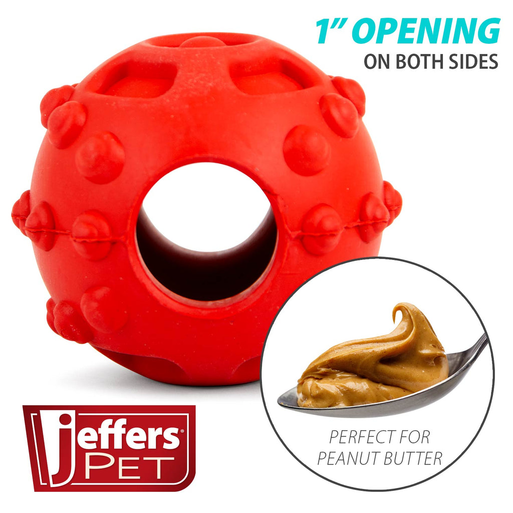 Jeffers Hollow Red Knobby Ball  Treat Dispensing Dog Toy