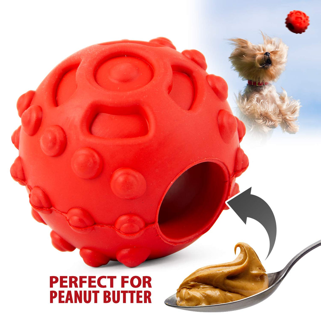 Jeffers Hollow Red Knobby Ball  Treat Dispensing Dog Toy