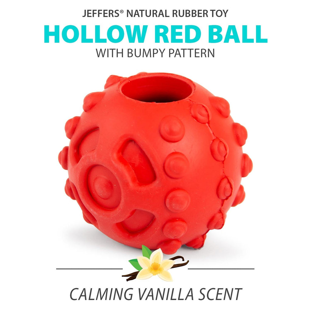 Jeffers Hollow Red Knobby Ball  Treat Dispensing Dog Toy