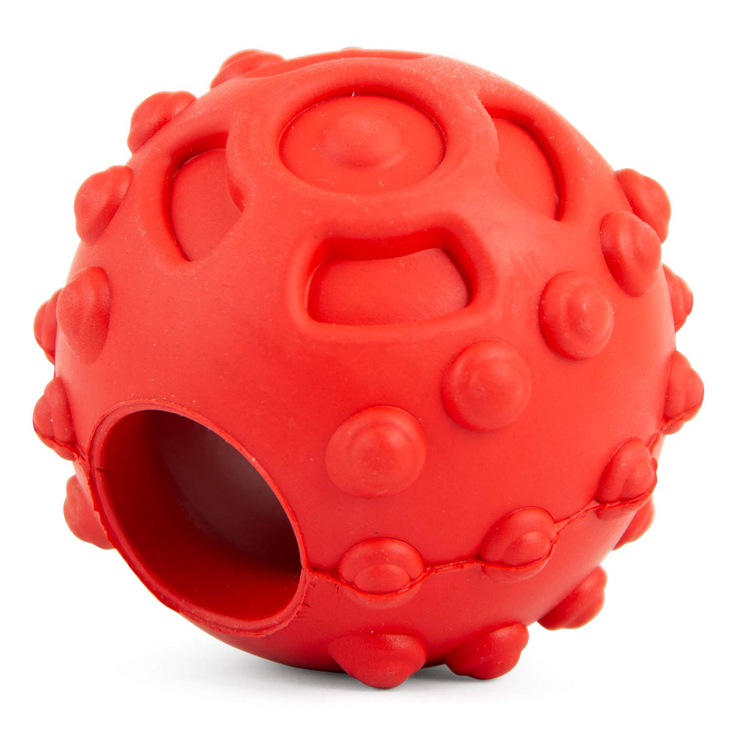Jeffers Hollow Red Knobby Ball  Treat Dispensing Dog Toy