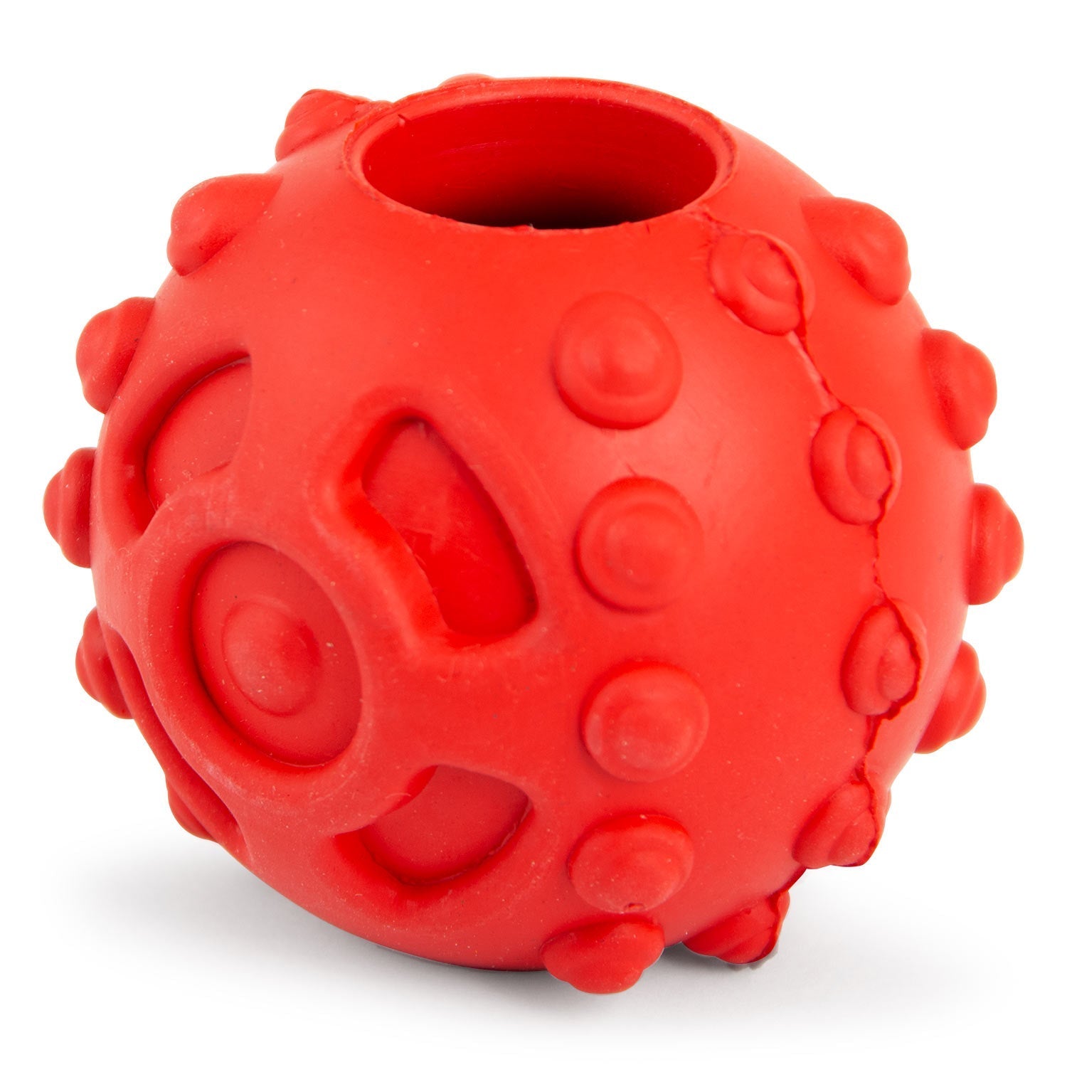 Jeffers Hollow Red Knobby Ball  Treat Dispensing Dog Toy