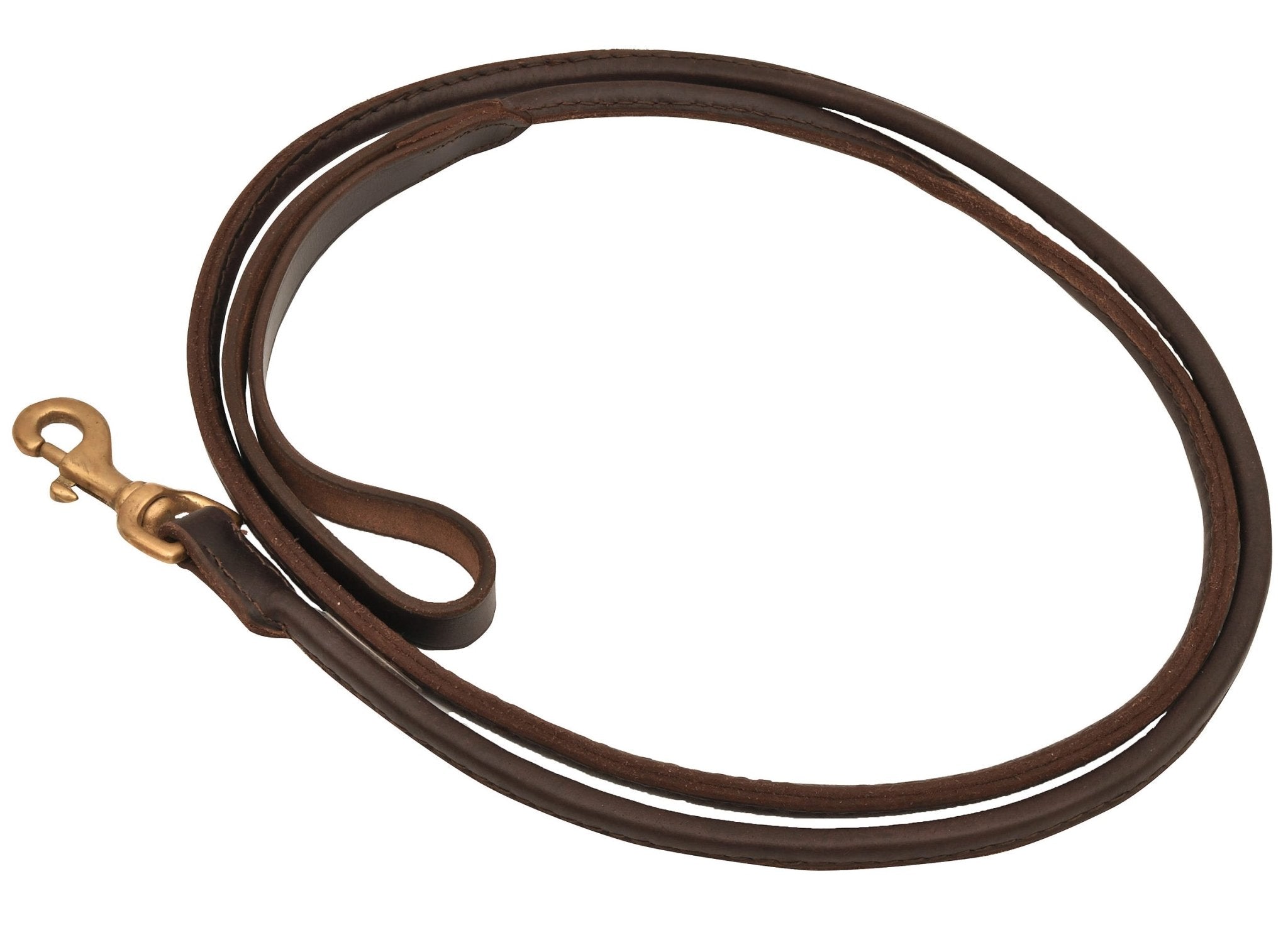 Rolled Leather Dog Leash with Hand Strap Handle, 6'L