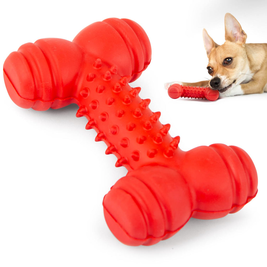 Natural Rubber Red Dental Bone Dog Chew