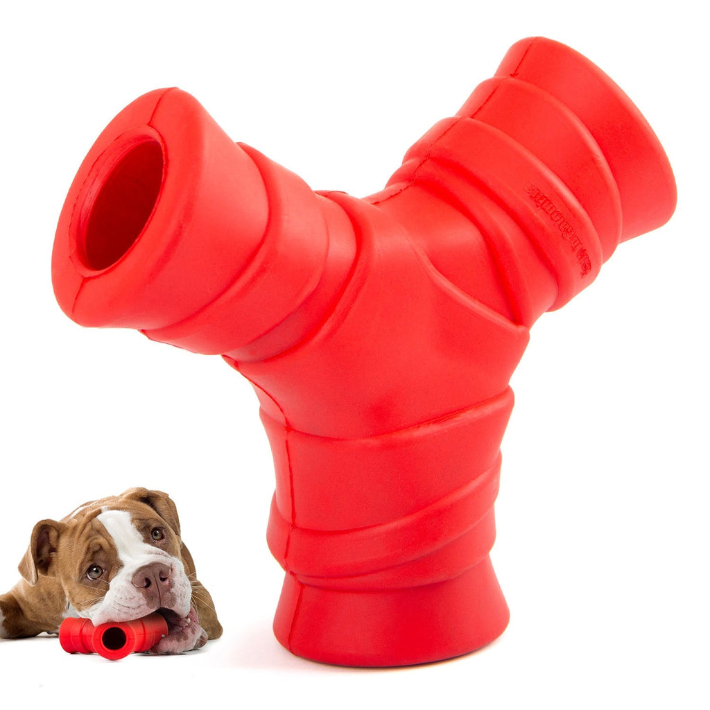Red "Y" Natural Rubber Dental Dog Chew Toy for Medium Chewers