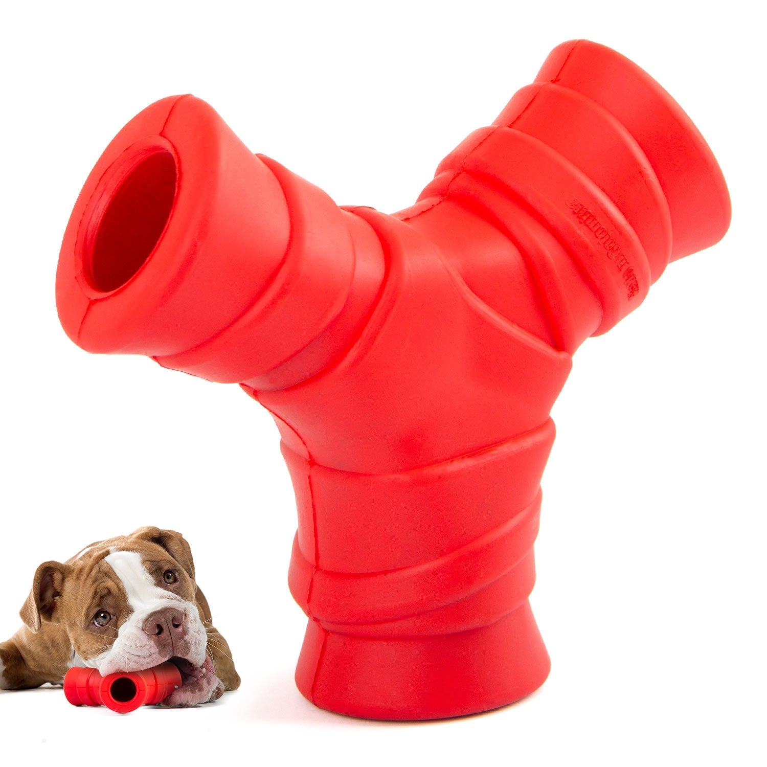 Red "Y" Natural Rubber Dental Dog Chew Toy for Medium Chewers
