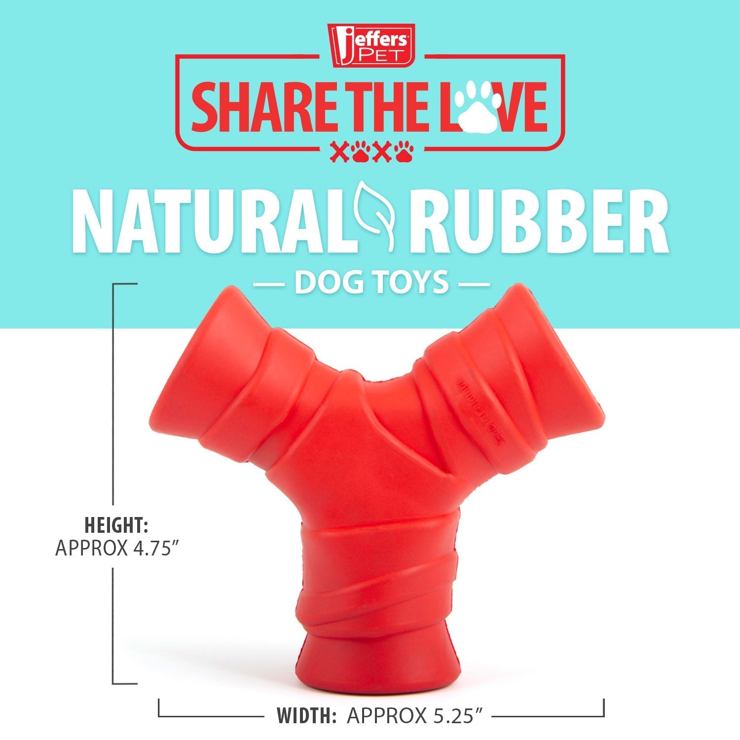 Red "Y" Natural Rubber Dental Dog Chew Toy for Medium Chewers