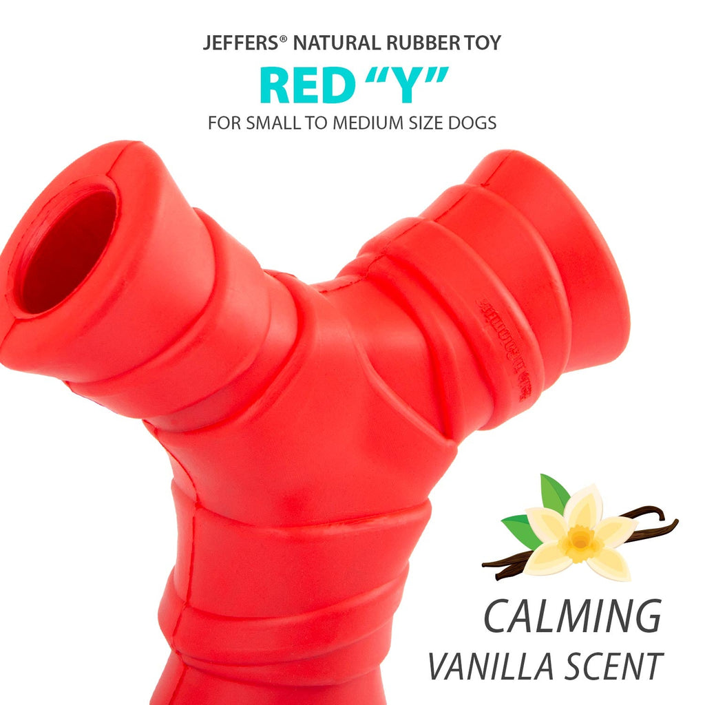 Red "Y" Natural Rubber Dental Dog Chew Toy for Medium Chewers