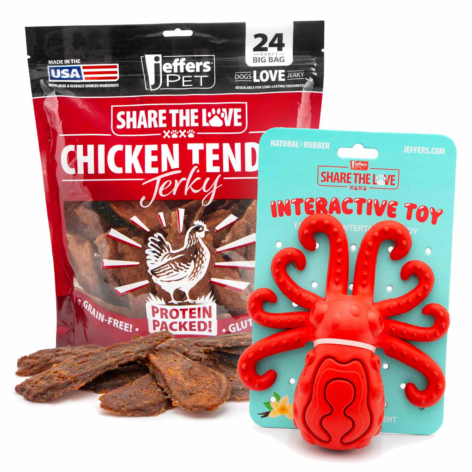 Stuffable Dog Chew Toys with Chicken Breast Jerky Treats Kit