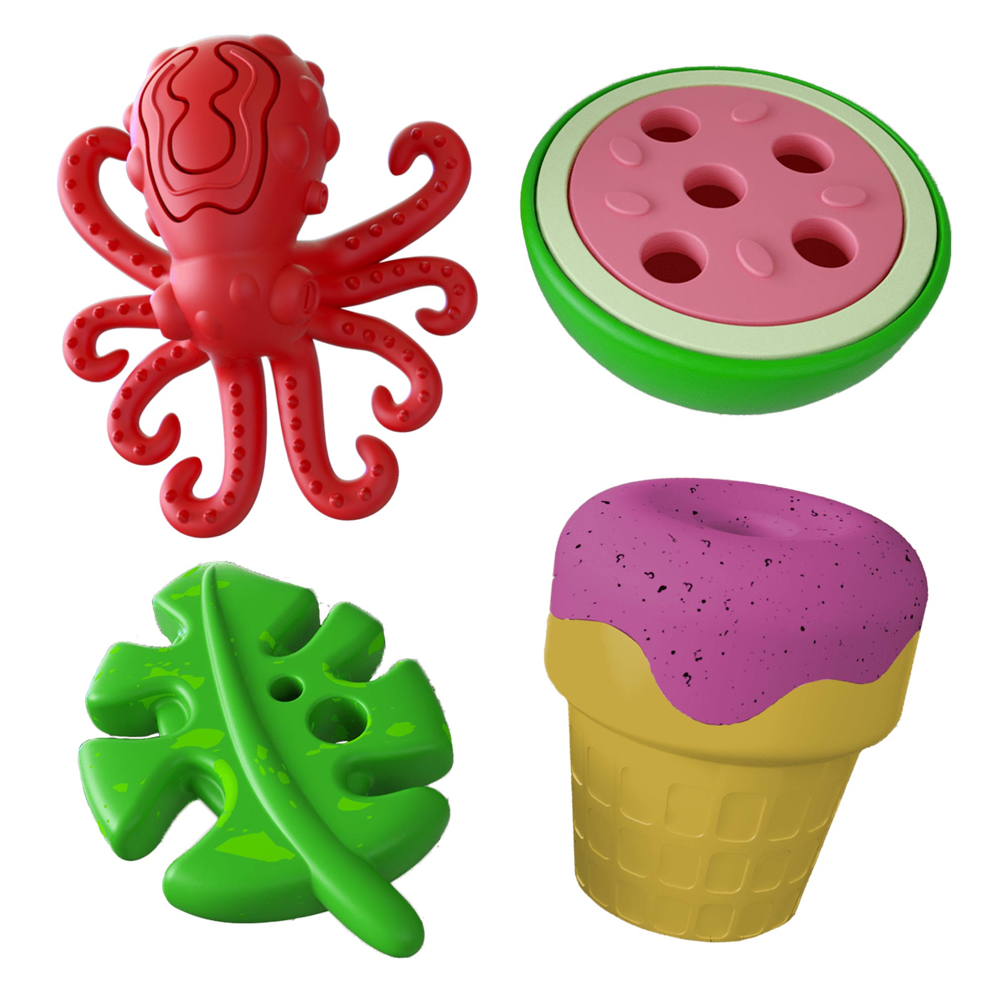 Natural Rubber Dog Chew Toys, 4 pc, Medium
