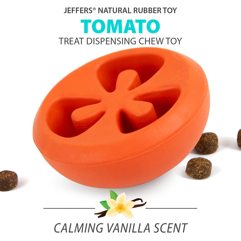 Jeffers Tomato Shaped Treat Dispensing Dog Chew Toy for Medium-Chewers