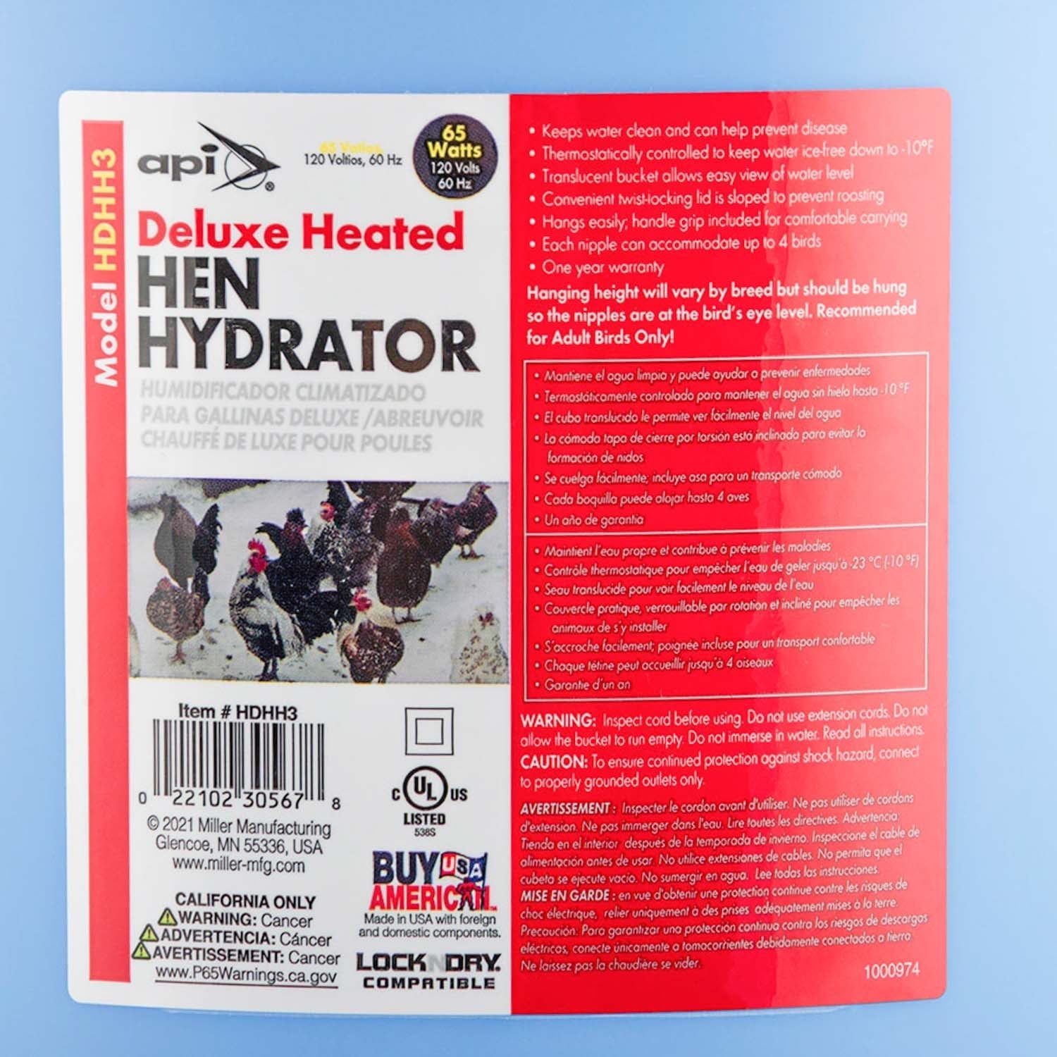 Little Giant Heated Deluxe Chicken Hydrator, 3 Gallon